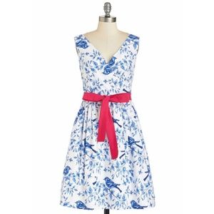 Modcloth Bird Print Dress Sz L Altered